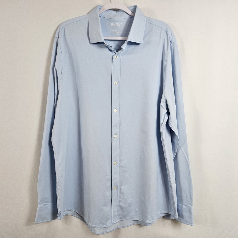 Rhone Slim Fit Commuter Shirt In Business Blue - Size XXL